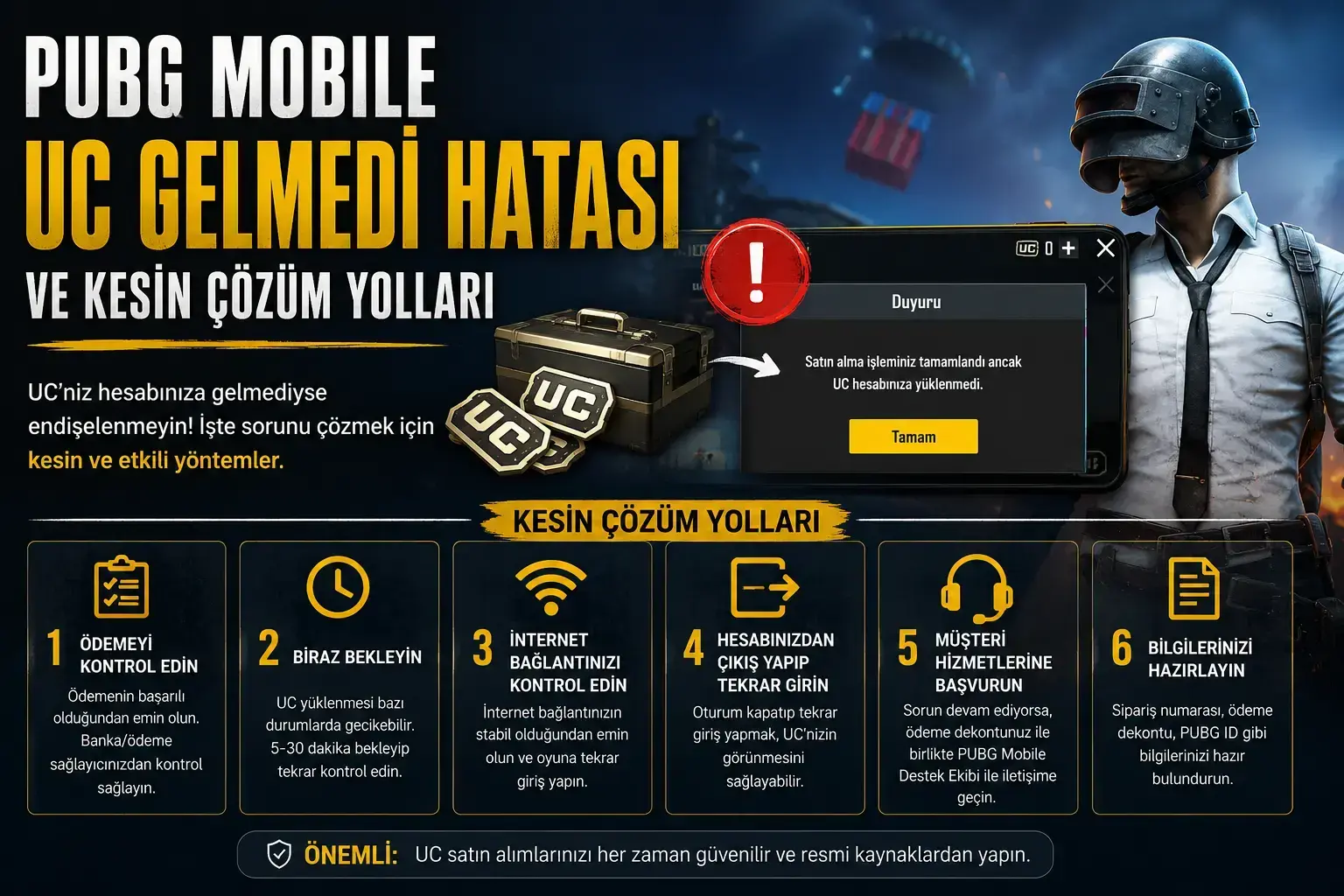 PUBG Mobile UC Gelmedi Hatası ve Kesin Çözüm Yolları
