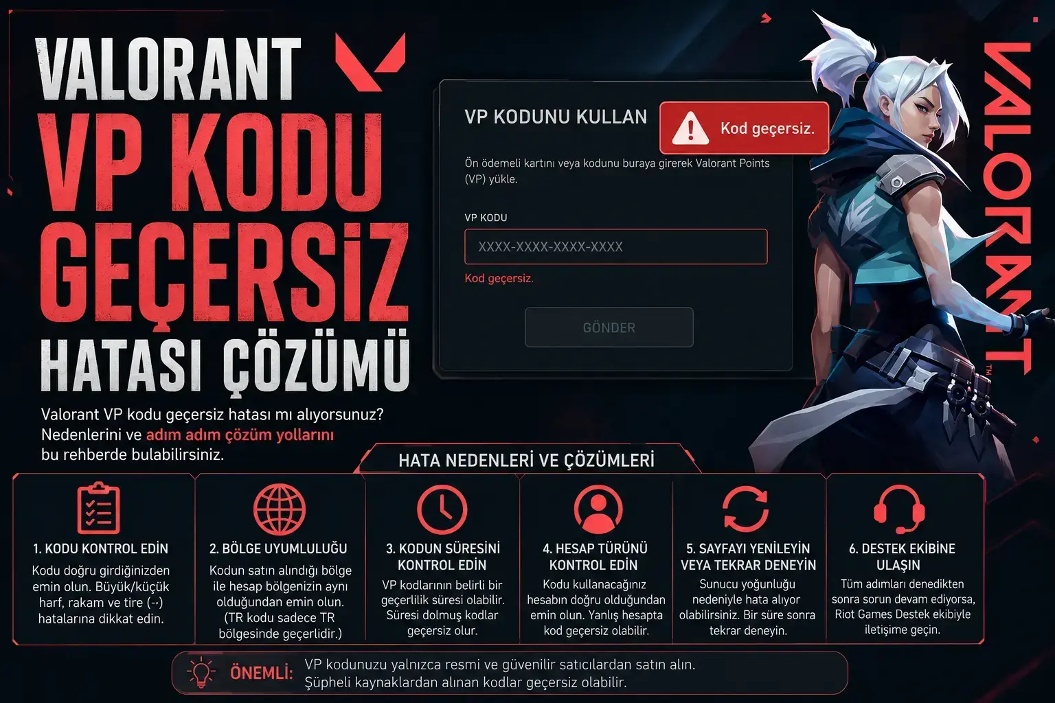 Valorant VP Kodu Geçersiz Hatası ve Kesin Çözüm Yolları